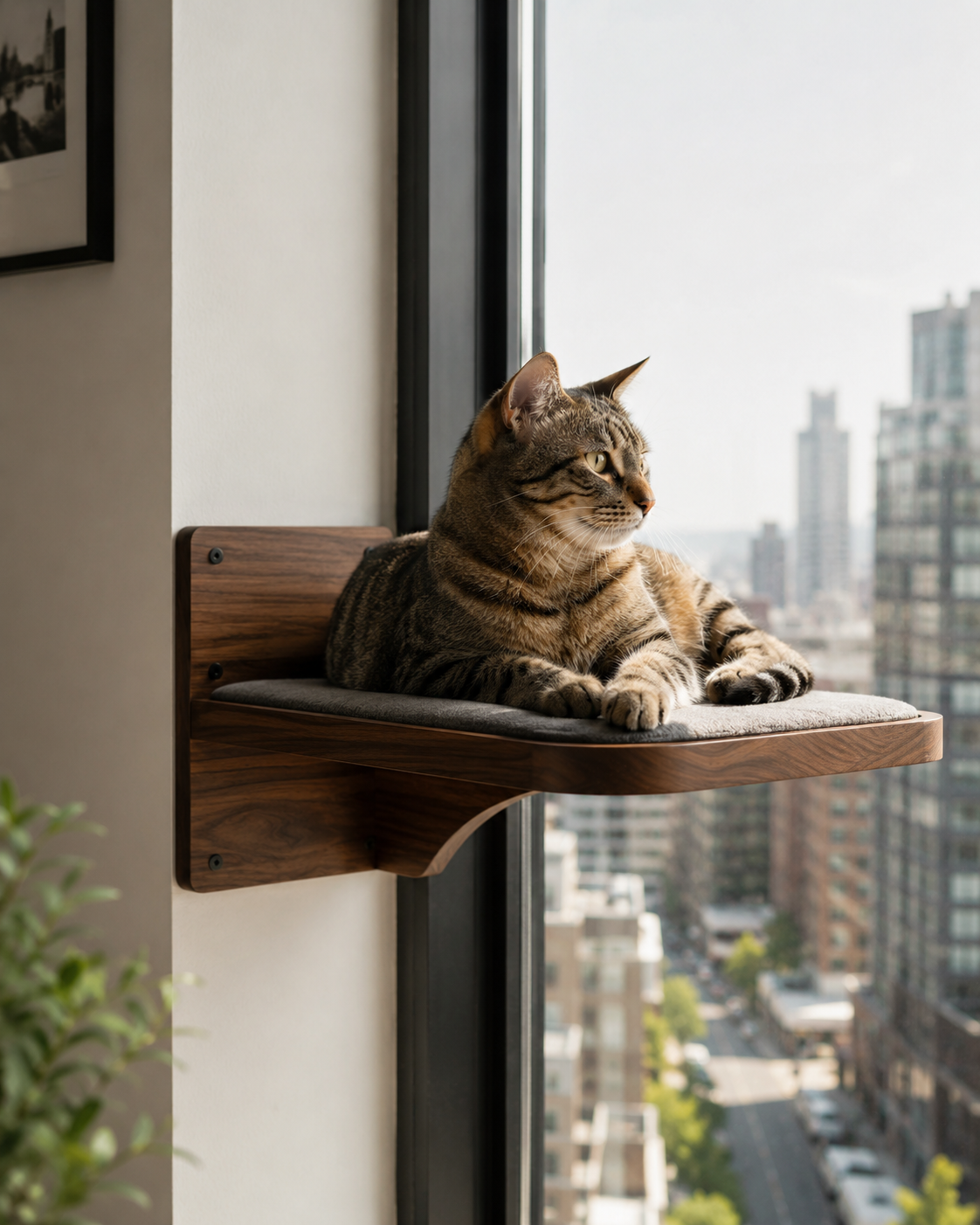 Walnut Cat Window Perch