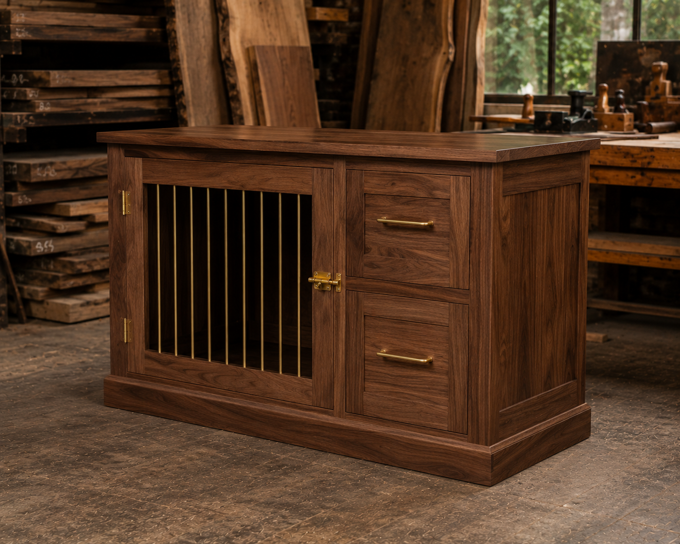 Custom Built-In Dog Crate Cabinet – Deposit
